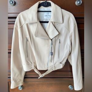 Vera Pelle 🇮🇹Italy Women's Beige Leather Jacket NWT
